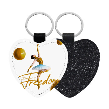 Gold Dancer, Μπρελόκ PU δερμάτινο glitter καρδιά ΜΑΥΡΟ