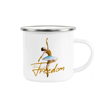 Gold Dancer, Metallic enamel cup white 360ml