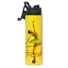Metallic water bottle with safety lid, 850ml aluminum