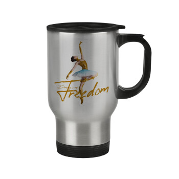 Gold Dancer, Stainless steel travel mug with lid, double wall 450ml