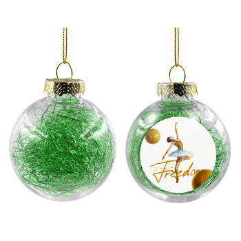 Gold Dancer, Χριστουγεννιάτικη μπάλα δένδρου διάφανη με πράσινο γέμισμα 8cm