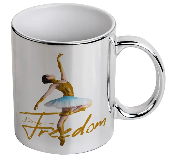 Gold Dancer — Κούπα κεραμική, ασημένια καθρέπτης, 330ml