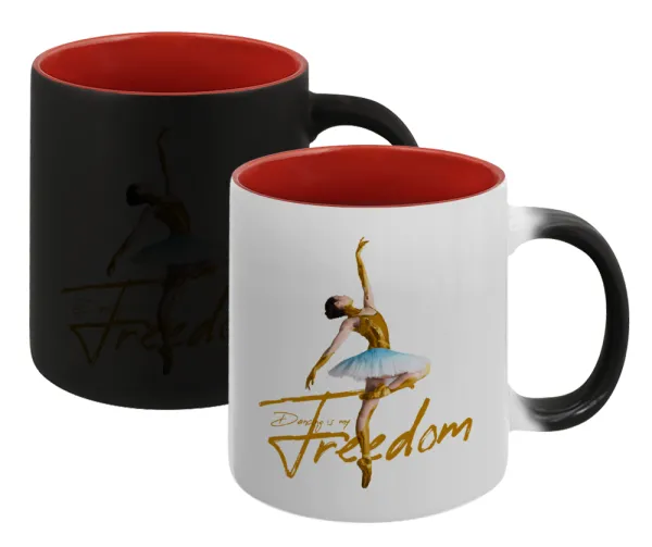 Gold Dancer — Magic mug with red interior, ceramic, 330ml, changes colour with hot drinks