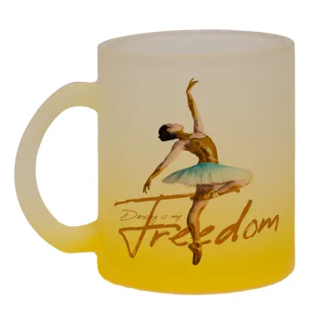 Gold Dancer, Κούπα γυάλινη δίχρωμη με βάση το κίτρινο ματ, 330ml