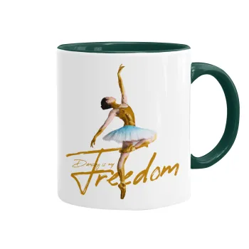 Gold Dancer, Κούπα χρωματιστή πράσινη, κεραμική, 330ml