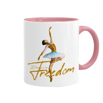 Gold Dancer, Κούπα χρωματιστή ροζ, κεραμική, 330ml