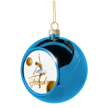 Gold Dancer, Blue Christmas tree ball ornament 8cm