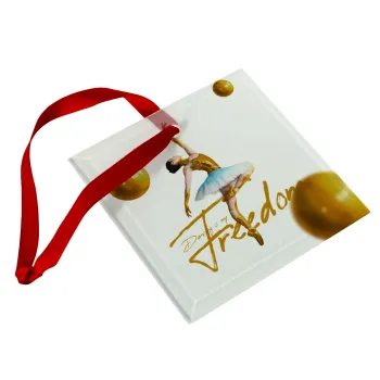 Gold Dancer, Στολίδι Χριστουγεννιάτικο στολίδι γυάλινο τετράγωνο 9x9cm