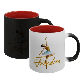 Gold Dancer, Κούπα Μαγική εσωτερικό κόκκινο, κεραμική, 330ml που αλλάζει χρώμα με το ζεστό ρόφημα