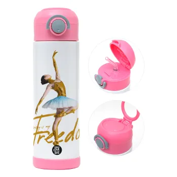 Gold Dancer, Παιδικό παγούρι θερμό, ανοξείδωτο, με καλαμάκι ασφαλείας, ΡΟΖ (500ml)