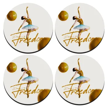 Gold Dancer, ΣΕΤ 4 Σουβέρ ξύλινα στρογγυλά (9cm)