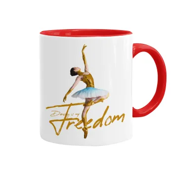 Gold Dancer, Κούπα χρωματιστή κόκκινη, κεραμική, 330ml