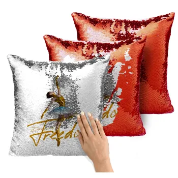 Gold Dancer, Μαξιλάρι καναπέ Μαγικό Κόκκινο με πούλιες 40x40cm περιέχεται το γέμισμα