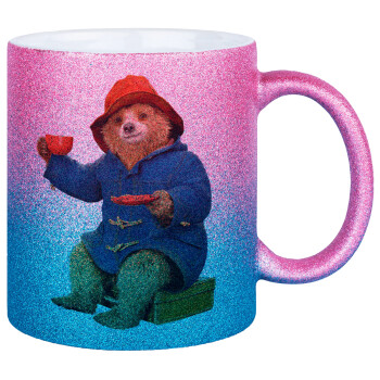 Αρκουδάκι Πάντινγκτον, Κούπα Χρυσή/Μπλε Glitter, κεραμική, 330ml