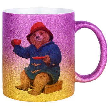 Αρκουδάκι Πάντινγκτον, Κούπα Χρυσή/Ροζ Glitter, κεραμική, 330ml
