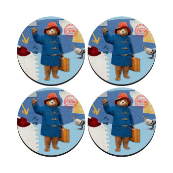 Αρκουδάκι Πάντινγκτον, ΣΕΤ 4 Σουβέρ ξύλινα στρογγυλά (9cm)