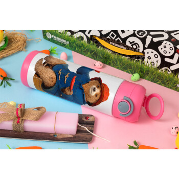 Αρκουδάκι Πάντινγκτον, Πασχαλινή Λαμπάδα με Παιδικό παγούρι θερμό, ανοξείδωτο, με καλαμάκι ασφαλείας, ΡΟΖ (500ml)