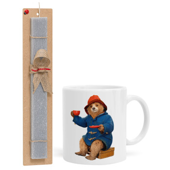 Αρκουδάκι Πάντινγκτον, Easter Set, Ceramic Cup (330ml) & Easter aromatic flat candle (30cm) (GRAY)