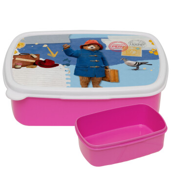 Αρκουδάκι Πάντινγκτον, ΡΟΖ παιδικό δοχείο φαγητού (lunchbox) πλαστικό (BPA-FREE) Lunch Βox M18 x Π13 x Υ6cm