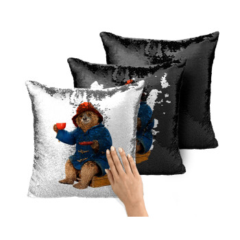 Αρκουδάκι Πάντινγκτον, Μαξιλάρι καναπέ Μαγικό Μαύρο με πούλιες 40x40cm περιέχεται το γέμισμα