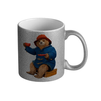 Αρκουδάκι Πάντινγκτον, Κούπα Ασημένια Glitter που γυαλίζει, κεραμική, 330ml