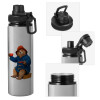 Metallic water bottle with safety cap, 850ml aluminum