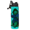 Metallic water bottle with safety lid, 850ml aluminum