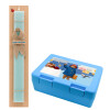 Easter Set, children's snack container BLUE & Easter aromatic flat candle (30cm) (TURQUOISE)