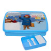 ΜΠΛΕ παιδικό δοχείο φαγητού (lunchbox) με παιδικά μαχαιροπίρουρα & 2 εσωτερικά δοχεία M23 x Π18 x Υ4cm