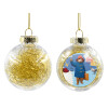 Transparent Christmas tree ball ornament with gold filling 8cm