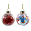 Transparent Christmas tree ball ornament with red filling 8cm