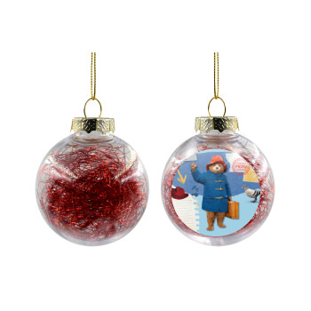 Αρκουδάκι Πάντινγκτον, Transparent Christmas tree ball ornament with red filling 8cm