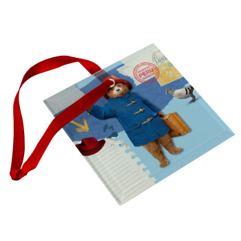 Αρκουδάκι Πάντινγκτον, Christmas ornament, glass square ornament 9x9cm