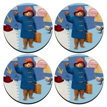 Αρκουδάκι Πάντινγκτον, ΣΕΤ 4 Σουβέρ ξύλινα στρογγυλά (9cm)