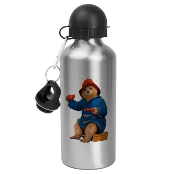 Αρκουδάκι Πάντινγκτον, Μεταλλικό παγούρι νερού, Ασημένιο, αλουμινίου 500ml