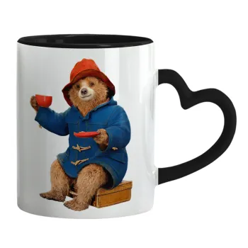 Αρκουδάκι Πάντινγκτον, Κούπα καρδιά χερούλι μαύρη, κεραμική, 330ml