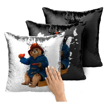 Αρκουδάκι Πάντινγκτον, Μαξιλάρι καναπέ Μαγικό Μαύρο με πούλιες 40x40cm περιέχεται το γέμισμα