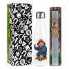 Easter candle, metallic white thermos bottle (500ml) & aromatic flat candle (30cm) (GRAY)