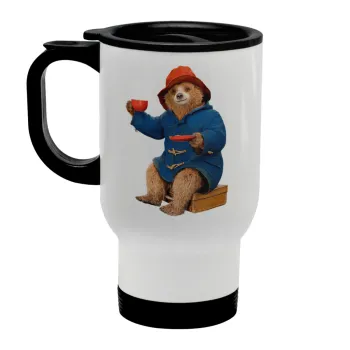 Αρκουδάκι Πάντινγκτον, Stainless steel travel mug with lid, double wall white 450ml