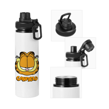 Garfield, Μεταλλικό παγούρι νερού με καπάκι ασφαλείας, αλουμινίου 850ml