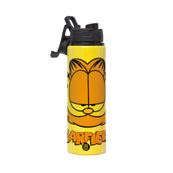 Garfield, Metallic water bottle with safety lid, 850ml aluminum