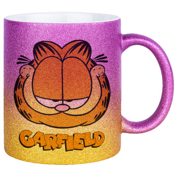 Garfield, Κούπα Χρυσή/Ροζ Glitter, κεραμική, 330ml