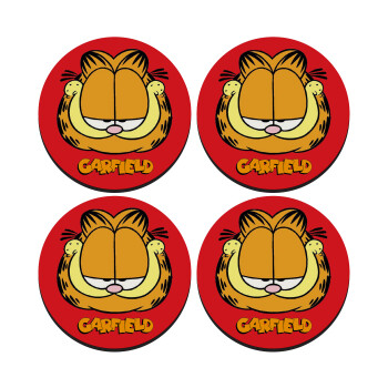 Garfield, SET of 4 round wooden coasters (9cm)