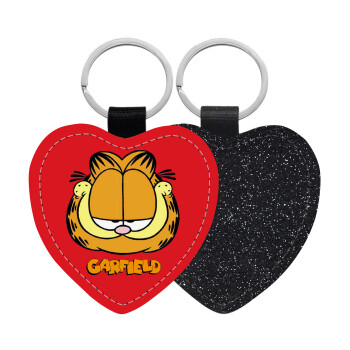 Garfield, Μπρελόκ PU δερμάτινο glitter καρδιά ΜΑΥΡΟ