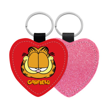 Garfield, Μπρελόκ PU δερμάτινο glitter καρδιά ΡΟΖ