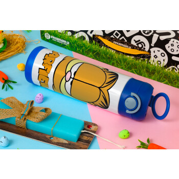 Garfield, Πασχαλινή Λαμπάδα με Παιδικό παγούρι θερμό, ανοξείδωτο, με καλαμάκι ασφαλείας, ΜΠΛΕ (500ml)