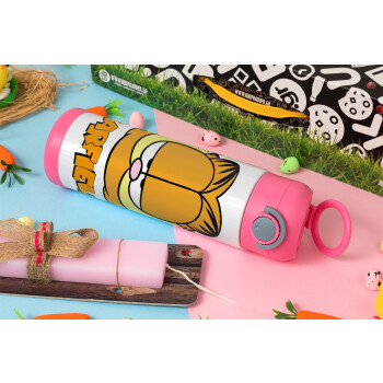 Garfield, Πασχαλινή Λαμπάδα με Παιδικό παγούρι θερμό, ανοξείδωτο, με καλαμάκι ασφαλείας, ΡΟΖ (500ml)