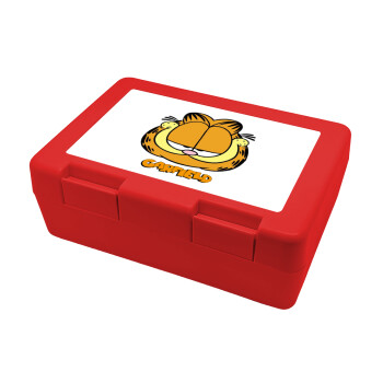 Garfield, Παιδικό δοχείο κολατσιού ΚΟΚΚΙΝΟ 185x128x65mm (BPA free πλαστικό)
