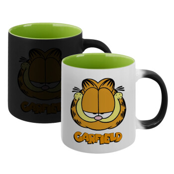 Garfield, Κούπα Μαγική εσωτερικό πράσινο, κεραμική 330ml που αλλάζει χρώμα με το ζεστό ρόφημα