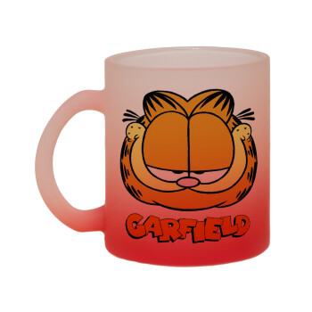 Garfield, Κούπα γυάλινη δίχρωμη με βάση το κόκκινο ματ, 330ml